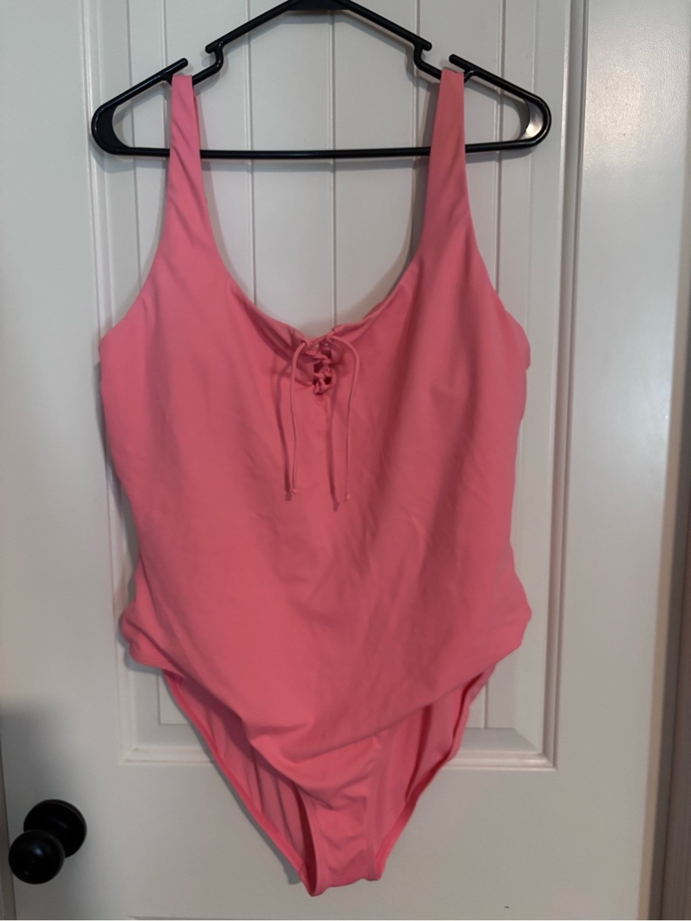 American Eagle Outfitters Salmon Pink Lace-Up Scoop One-Piece Swimsuit
